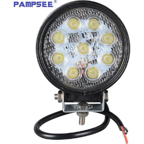 PAMPSEE 2Pcs 27W 12V-24V LED Work Light Spot/Flood LED Offroad Light Lamp Worklight for Off road ATV Motorcycle Car Truck