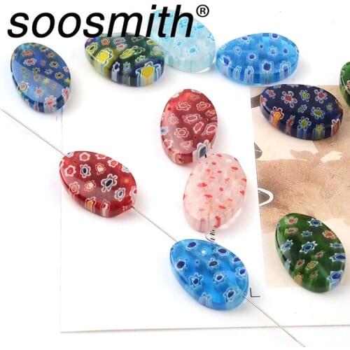 Rectangular Thousand Flower Colored Lampwork Bead Glass Beads Loose Spacer Beads for Jewelry Making DIY Bracelets Accessorie