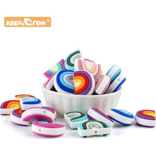 Rainbow Silicone Baby Teething Beads 5/10/20pcs Nursing Teether Toys For New Born Silicone Beads Pacifier Dummy Chains DIY