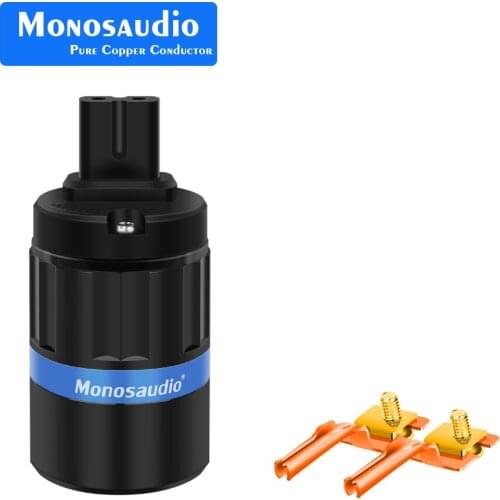 Monosaudio F184R Pure Copper Gold/Rhodium Plated Figure 8 Power Plug C7 AC Power Plug Connector 25A/250V Audio Grade Plug