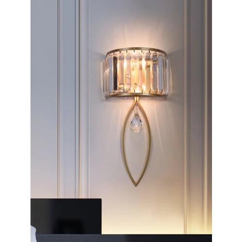 Light luxury crystal aisle wall lamp creative black gold bedroom bedside light living room lamp Nordic corridor postmodern