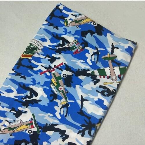 1Meter Pretty Ocean Blue Camouflage Plane Rayon Fabric Viscose Smooth Soft Fabric Summer Shirt Baby Cloth Dress pajamas