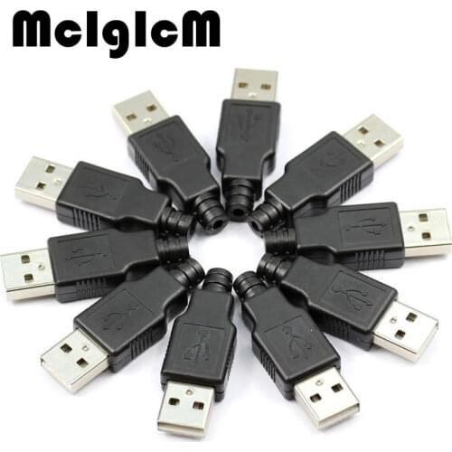 10 Set Type A Male USB 4 Pin Plug Socket Connector With Black Plastic Cover