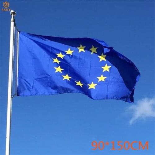 SMJY 2020 Selling Decoration 90*150cm Euro Union EU Flag Polyester Bannner Emblem Of The Council Of Europe