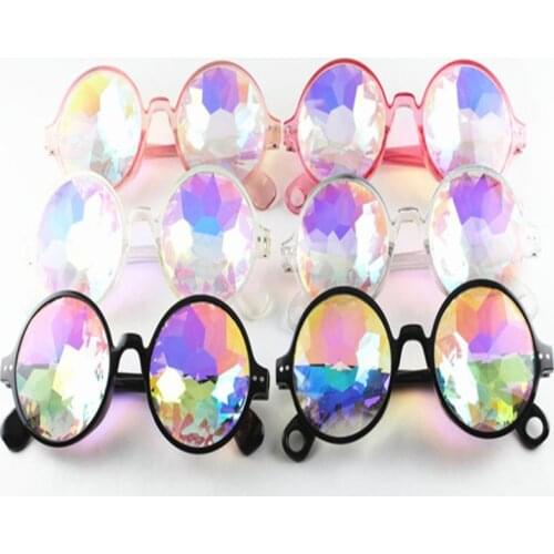 1Pair Round Kaleidoscope Glasses Women rave festival Sunglasses Men Holographic Glasses Colorful Celebrity Party Eyewear
