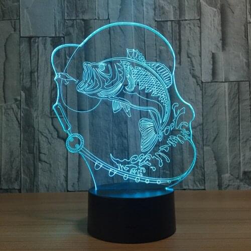 7 Color Changing Fish 3D LED Lamp USB Charge Touch Button Table Lamps Amazing Gifts for Kids Lava Lamp Baby Room Lamp Fishing