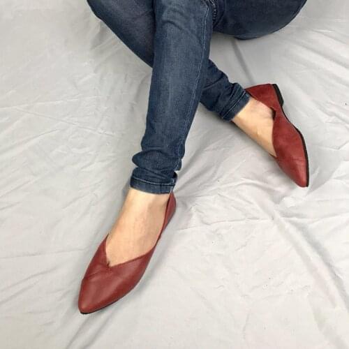 Fashion Women Spring Autumn Flats Shoes Genuine Leather Slip On Pointed Toe Pregnant Women Driving Ladies Loafers Shoes