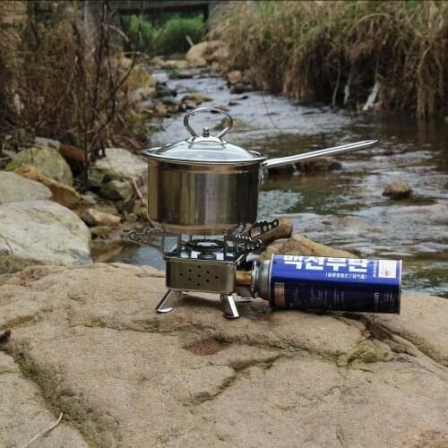 Outdoor Camping BBQ Gas Burner Electronic Stove Portable Hiking Gas Camp Stove Set Picnic Mini Sifang Stove Alcohol Stove