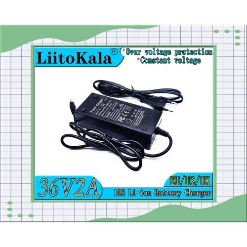 LiitoKala 10S 36V2A charger 42V 2A Charger 100-240V Input Lithium Li-ion Charger For 36V Electric Bike and wo-wheel Vehicle
