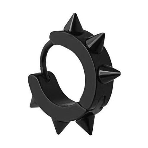 Factory Wholesale New Fashion Colorful Spiked Six Piercing Stainless Steel Hoop Earrings for Women