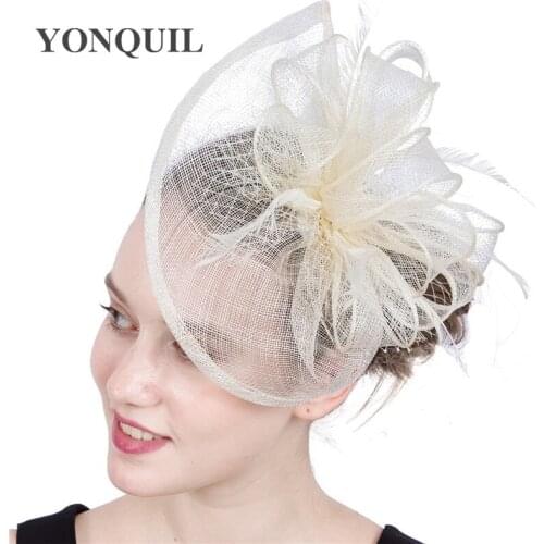 Elegant Lady Party Tea Hair Fascinators Hat Headbands Feather Hair Accessories Church Womens Wedding Hair Fedora Chapeau SYF192