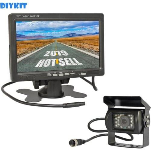 DIYKIT DC 12V-24V 7 inch TFT LCD Car Monitor + 4pin IR Night Vision CCD Rear View Camera for Bus Houseboat Truck