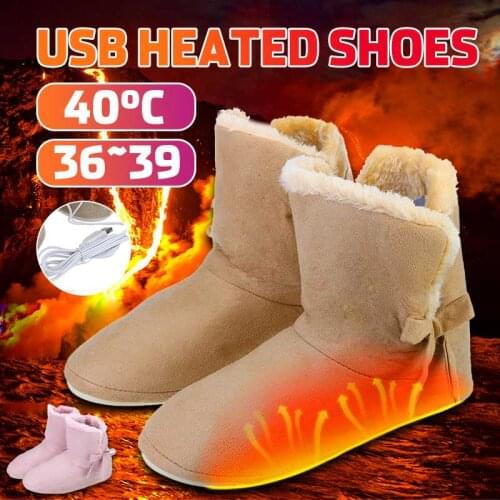 Winter Indoor USB Charge Electric Foot Warmer Warm Foot Cover Washable Electric Heating Slipper Anti-slip Thermal Warmer Boot