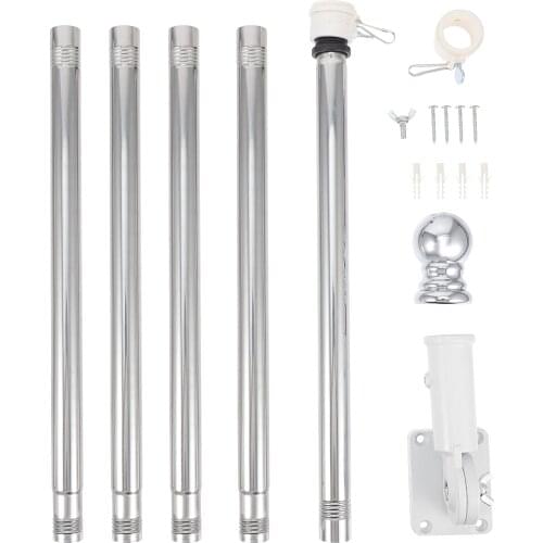 1 Set 6ft Aluminium Alloy Flag Pole Kit with Adjustable 180-degree Wall Holder