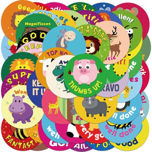 10/50PCS Animals Cartoon Pattern Reward Stickers for Luggage Handbags Childrens Toys school teacher Waterproof Reward Stickers