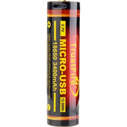 100% Original TrustFire Factory High Quality USB 18650 3.7V 3400Mah Rechargeable Lithium Battery With LED Indicator