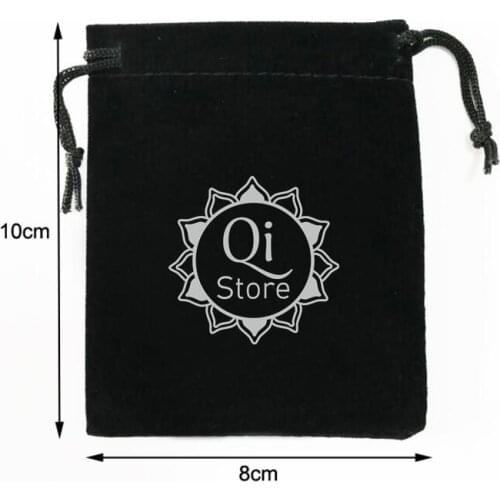 Customize Logo 100 PCS 8x10cm Drawstrings Black Velvet Bags Hot Printing With Silver Logo