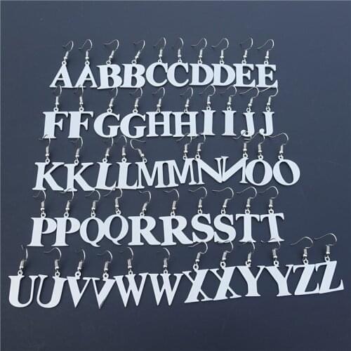 Alphabet Earrings Stainless Steel Letters A - Z Drop Earring Women Jewelry Wholesale 26 pairs/lot