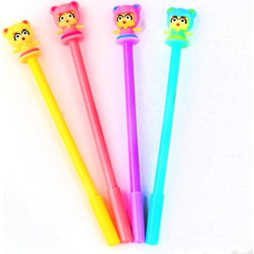 4 Options Kawaii Girls Smiling Face Gel Pen Stationery Gift 0.5mm Blue Black Ink for School Office Writin Pens