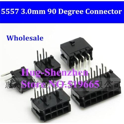 500pcs/lot---5557 Pin Header 3.0mm Connector 2/4/6/8/10/12/14/16/18/20/22/24P Angle Pin 90 Degree Black PCB Wire Soldered