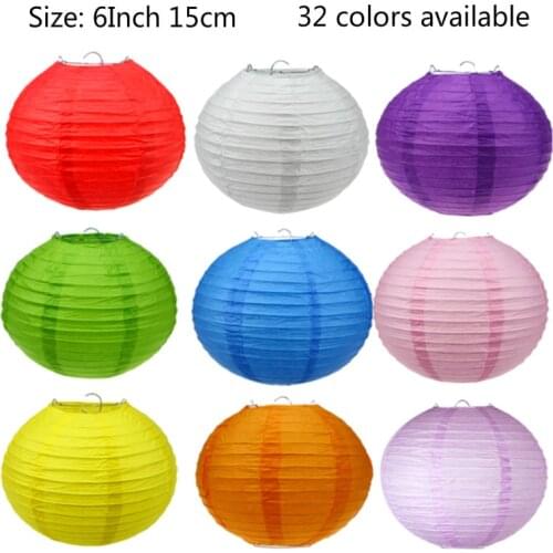 6 Inch 15cm Chinese New Year Decoration Round Paper Lantern for Wedding Party Decoration Christmas Holiday Supplies Paper Lamp