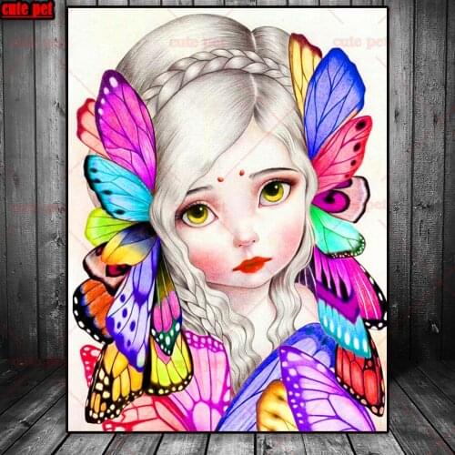 DIY Diamond Painting Color butterfly girl Elves Full Drill 5D Embroidery Cross Stitch Mosaic rhinestone Diamond Art puzzle Decor