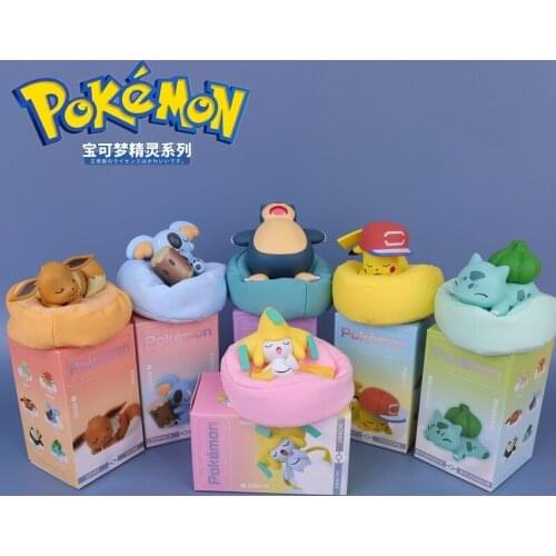 Pokemon Starry Dream Series Pikachu Jirachi Eevee Komala Snorlax Bulbasaur Anime Figures With Plush Base Model Dolls Toy Gift