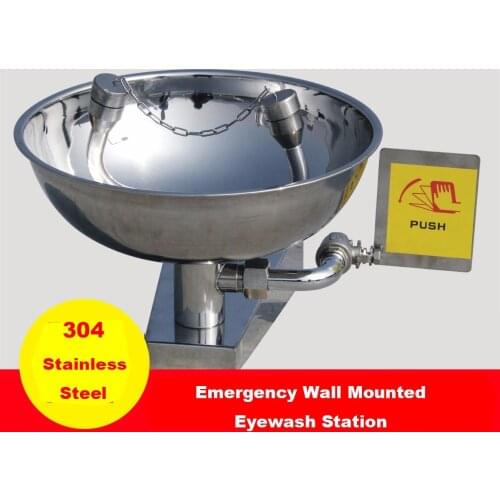 304 Stainless Steel Eye Wash Emergency Wall Mounted Eyewash Station Double Mouth Eye Washer