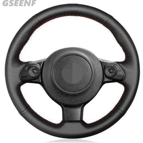 Car Steering Wheel Cover For Subaru BRZ 2017 Toyota 86 2020 Black Hand-stitched Artificial leather DIY Steering Wheel Cover