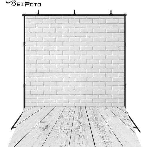 BEIPOTO White brick wall and wood floor backdrop for photo studio photography background product baby child portrait picture