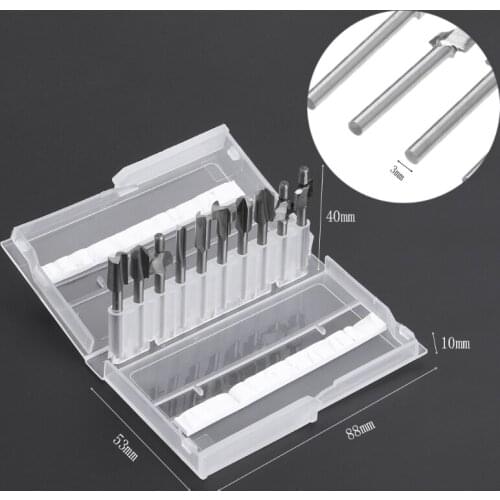 203F 10pcs HSS Router Wood Milling Cutter Bits Fits Rotary Tool Set 1/8" 3mm DIY Tool