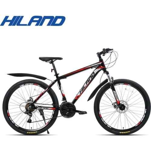 HILAND 26'' Mountain Bike 21/27 Speed Aluminum Bicycle Bike Double Disc Brake MTB Suspension Fork Bicycle with Shimano TZ50