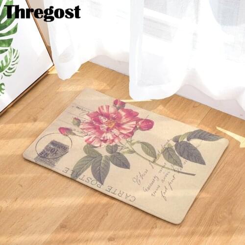 Microfiber Rugs Doormat Non-Slip Floor Mat Flannel Floral Printed Welcome Carpet Outdoor Oriental Decoration Bathroom Mats
