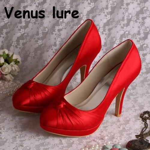 Handmade Ladies Red Shoes for a Wedding Closed Toe High Heel Party Prom Shoes for Bride