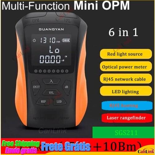 6-in-1 Multi-function Optical Power Meter LED OPM Network Cable Tester Visual Fault Locator fiber optic tester 5km~15km VFL