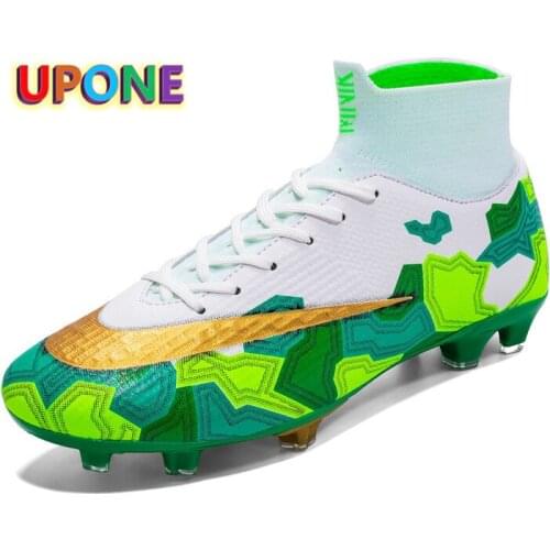 Fashion Green Spikes Sneakers Outdoor Mens Cleats Soccer New High Top Men American Football Shoes Zapatillas Deportivas Hombre