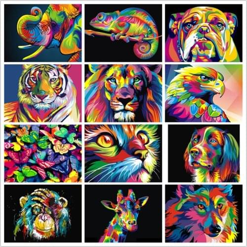 Frameless Colorful cartoon Animals Abstract Painting Diy Digital Painting By Numbers Modern Wall Art Picture For Home decoration