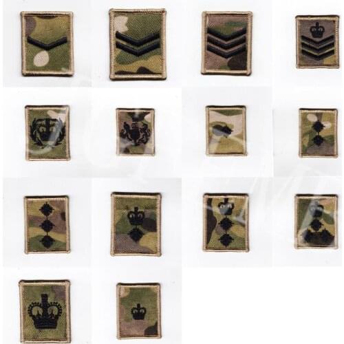 Black design British Army Multicam MTP Rank Embroidery patch