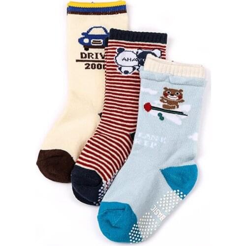 1-3 years male baby in tube socks dispensing non-slip cotton bear and car pattern children socks boys socks w069