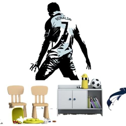 New design CR7 Wall Sticker Vinyl DIY home decor Cristiano Ronaldo Figure football star Decals soccer athlete for kids room