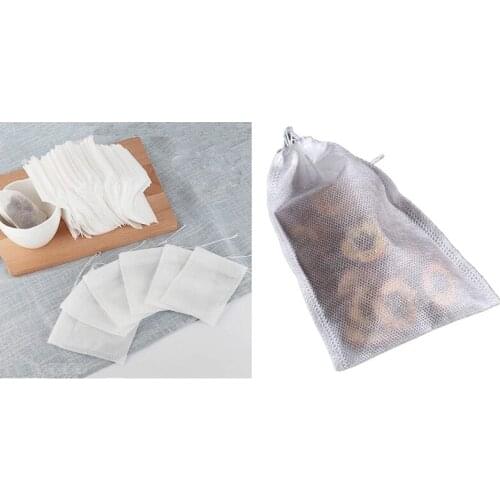 400 Pcs Disposable Tea Filter Bags Tea Infusers Drawstring Seal Filter Tea Bags, 200 Pcs 7 X 9Cm & 200 Pcs 10 X 15cm