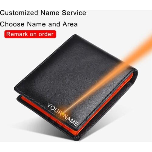 Personalized Gifts Engraved Genuine Leather Men Wallet Custom Small Coin Purse Engraving Money Bag Fathers Day Drop Shipping