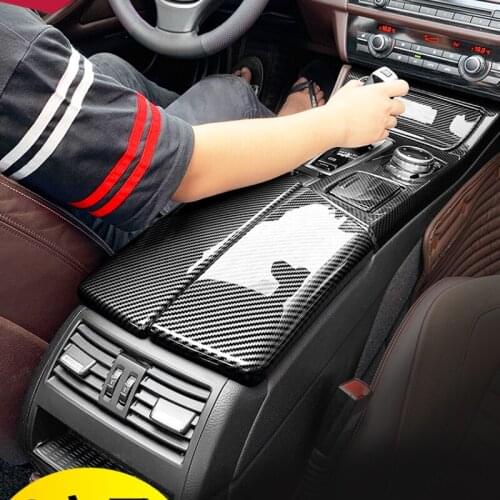 Suitable for BMW new 5 series armrest box cover F18F10 storage box panel sticker protective cover carbon fiber texture