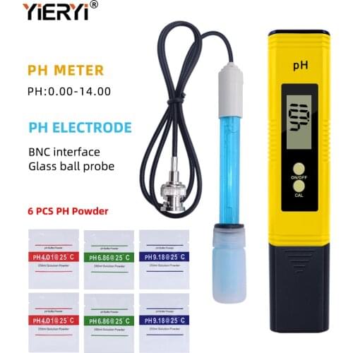 Yieryi Portable Digital PH 0-16.00 Ph Pen Water Quality Measurement Tester PH-201 Electrode for Pool Water, Aquarium, Gardening