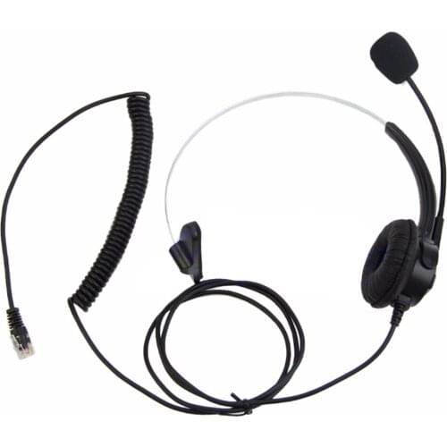QX2B 4-Pin RJ11 Monaural Corded Operator Call Center Telephone Headset Headphone BK