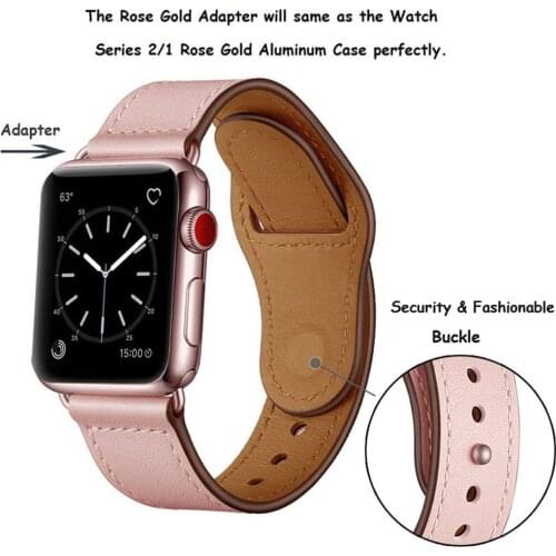 Strap for apple watch band Genuine leather loop 42mm 38mm watchband for iwatch 44mm 40mm series se 6 5 4 3 2 1 bracelet belt