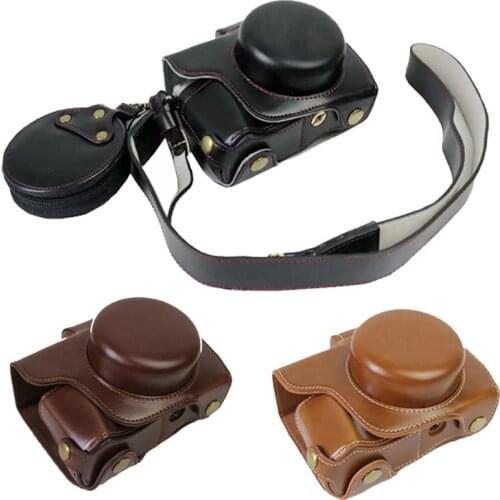 Luxury PU Leather Camera Bag Case for Olympus EM10III E-M10III 14-42MM E-M10 Mark III Camera Cover with Battery Openning