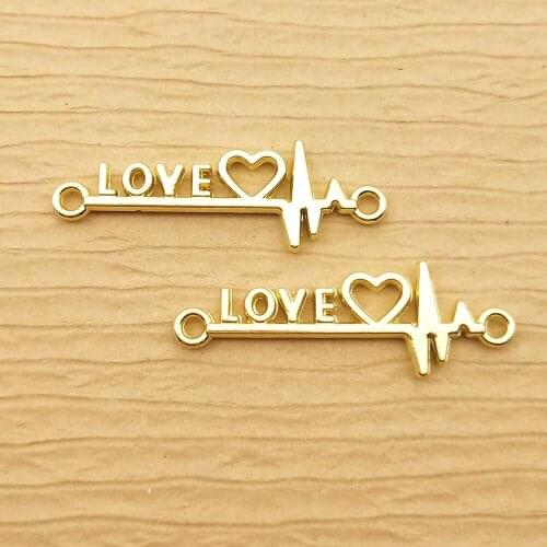 10pcs 11x34mm love heart heartbeat charm for jewelry making earring pendant bracelet charm necklace charms diy finding
