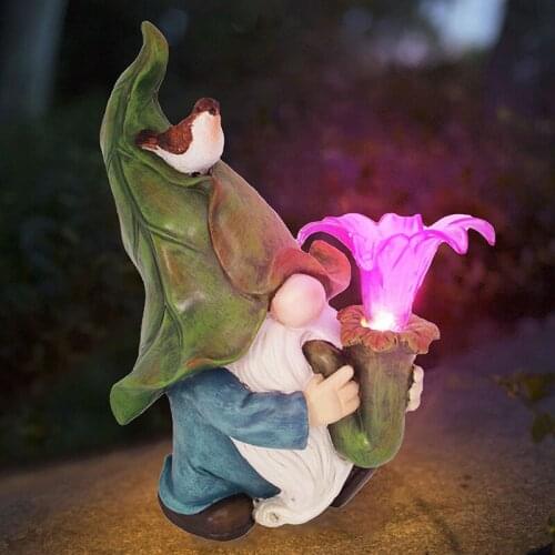 Solar Elf Statue Luminous Dwarf Gnome Decoration Outdoor Garden Lawn Decoration