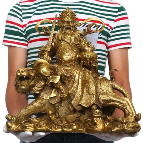 Unique # office home house Talisman Protection # Money Drawing Martial the god of fortune Zhao Gongming Brass statue 42CM